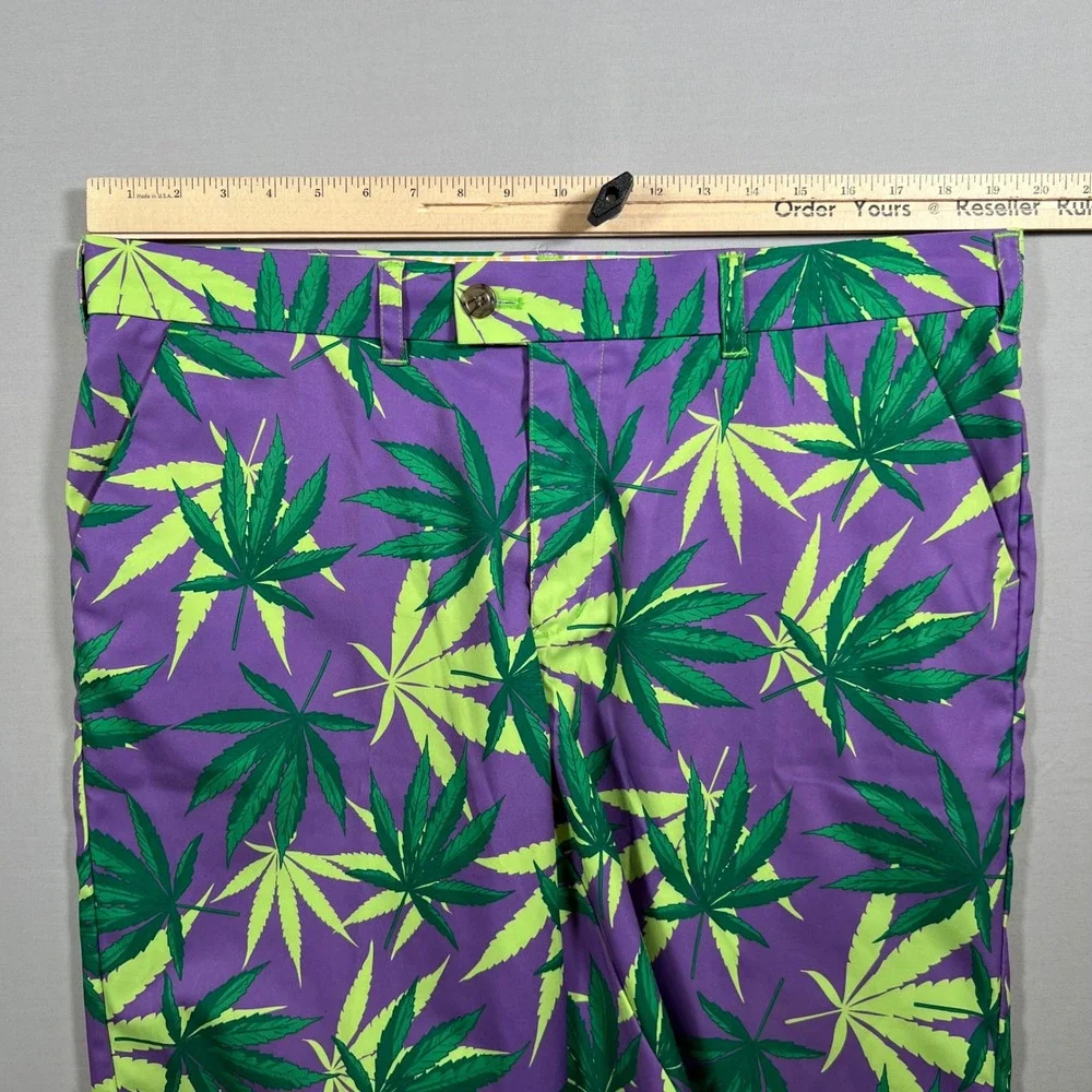 Loudmouth Golf Shorts Mens 38 Purple Haze Weed Leaf Marijuana Print Cannabis